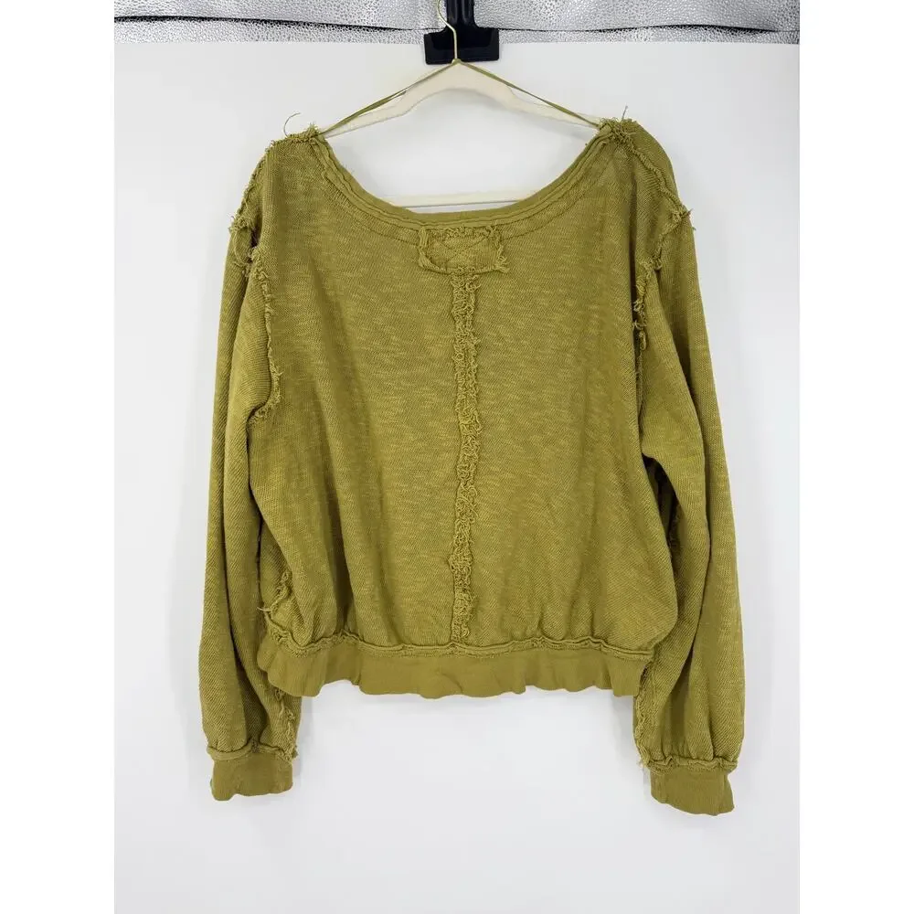 Free People We the Free Golden Road Cardi Size M Curly Willow Green Boho Grunge